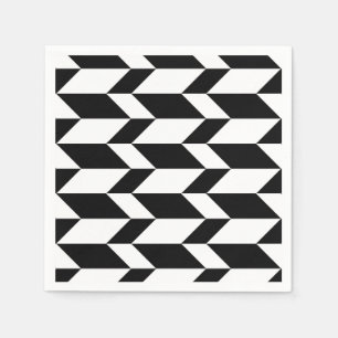 Bold Two Tone Arrow Chevron Stripe Black & White Napkin