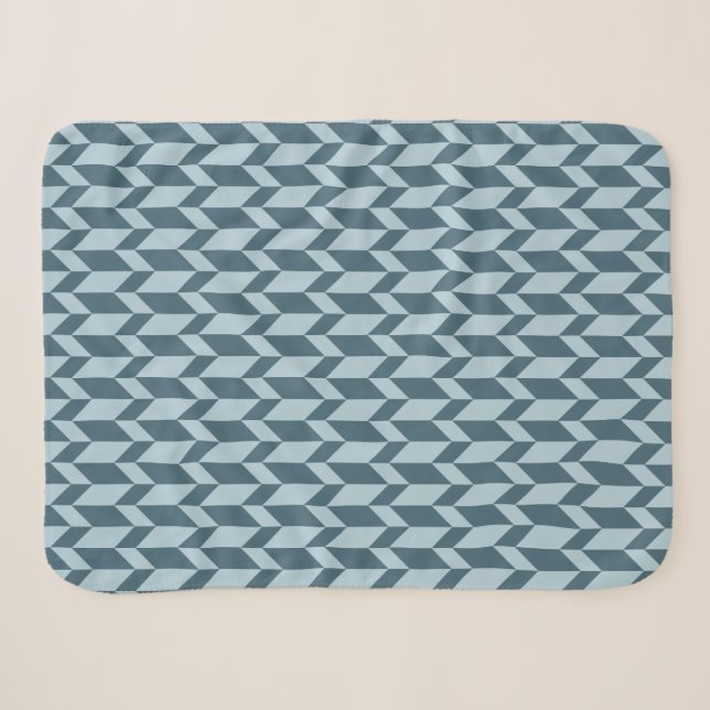 Bold Two Tone Arrow Chevron Stripe Blue Tones Sherpa Blanket (Front (Horizontal))