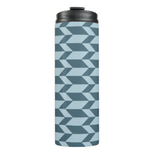Bold Two Tone Arrow Chevron Stripe Blue Tones Thermal Tumbler