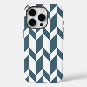 Bold Two Tone Arrow Chevron Stripe Blue White iPhone 16 Pro Case
