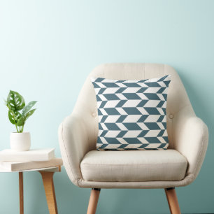 Bold Two Tone Arrow Chevron Stripe Blue White Cushion
