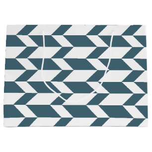 Bold Two Tone Arrow Chevron Stripe Blue White Large Gift Bag
