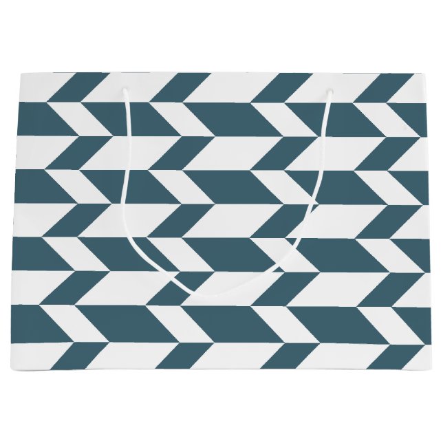 Bold Two Tone Arrow Chevron Stripe Blue White Large Gift Bag (Front)