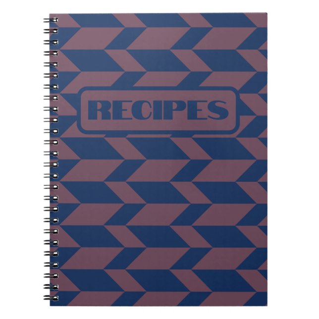 Bold Two Tone Arrow Chevron Stripe Dark Blue Pink Notebook (Front)