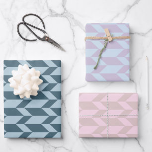 Bold Two Tone Arrow Chevron Stripe Muted Tones Wrapping Paper Sheet