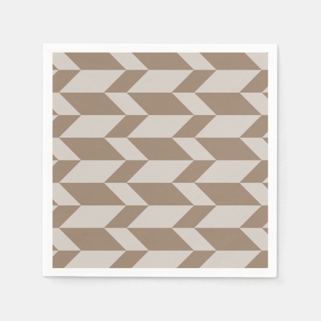 Bold Two Tone Arrow Chevron Stripe Neutral Browns Napkin (Front)