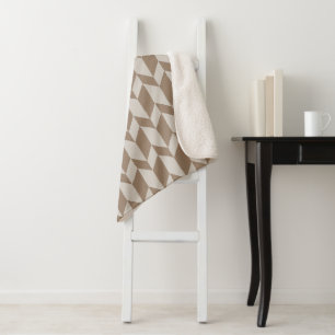 Bold Two Tone Arrow Chevron Stripe Neutral Browns Sherpa Blanket