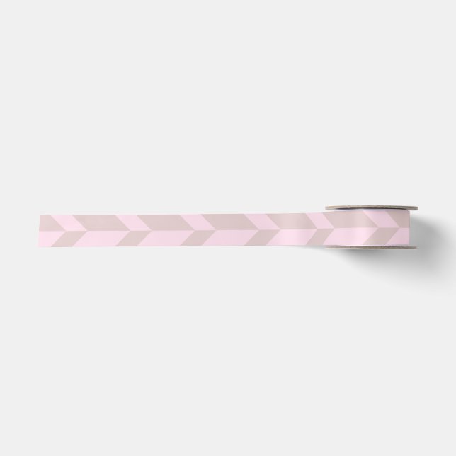 Bold Two Tone Arrow Chevron Stripe Neutral Pinks Satin Ribbon (Front)