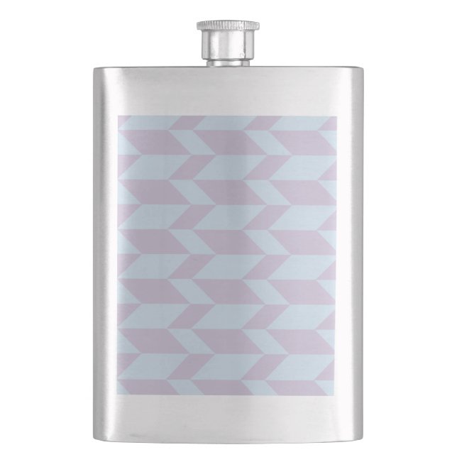Bold Two Tone Arrow Chevron Stripe Powder Pastel Hip Flask (Front)