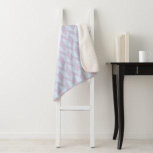 Bold Two Tone Arrow Chevron Stripe Powder Pastel Sherpa Blanket