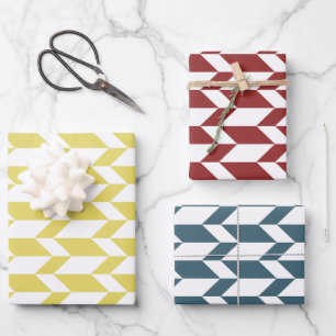 Bold Two Tone Arrow Chevron Stripe Primary & White Wrapping Paper Sheet