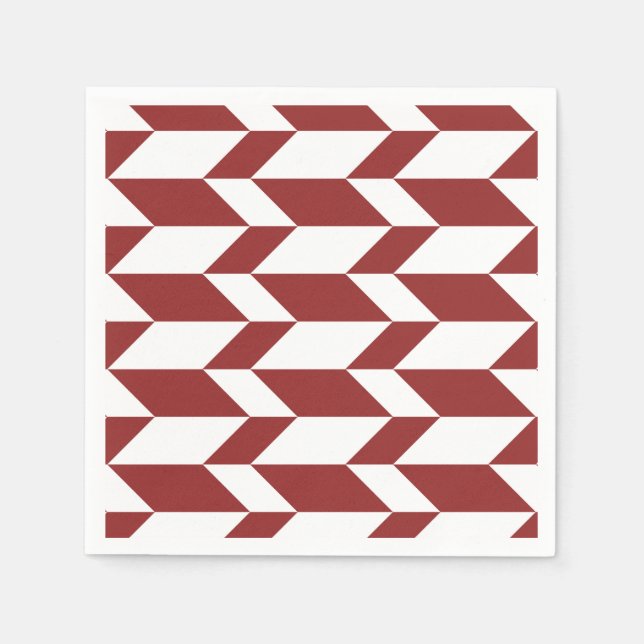 Bold Two Tone Arrow Chevron Stripe Red White Napkin (Front)