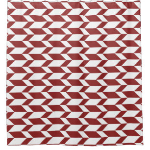 Bold Two Tone Arrow Chevron Stripe Red White Shower Curtain