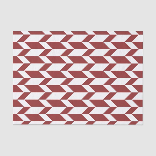Bold Two Tone Arrow Chevron Stripe Red White Tissue Paper (Front)