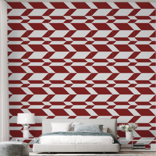 Bold Two Tone Arrow Chevron Stripe Red White Wallpaper