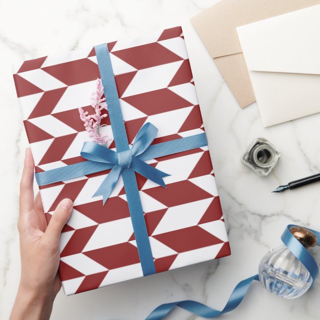 Bold Two Tone Arrow Chevron Stripe Red White Wrapping Paper (Gifting)