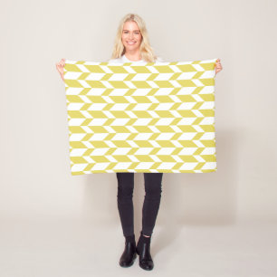 Bold Two Tone Arrow Chevron Stripe Yellow White Fleece Blanket