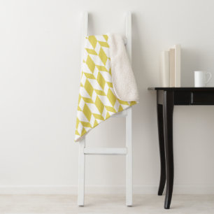 Bold Two Tone Arrow Chevron Stripe Yellow White Sherpa Blanket