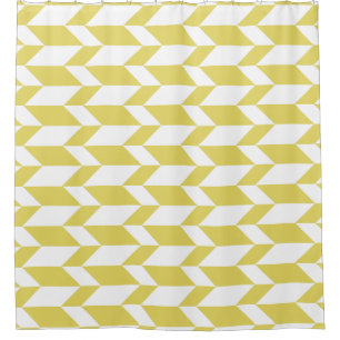 Bold Two Tone Arrow Chevron Stripe Yellow White Shower Curtain