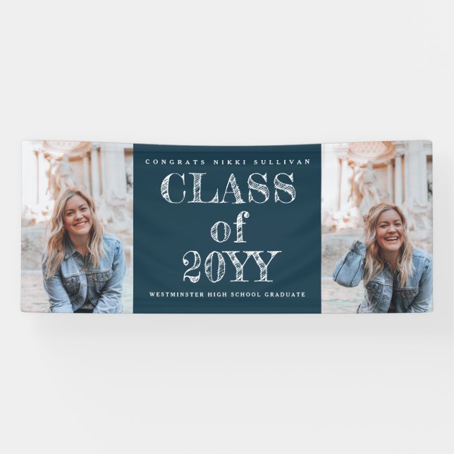 Bold Type 2 Photo Graduation Banner (Horizontal)