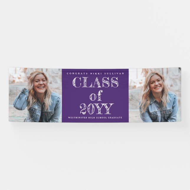 Bold Type 2 Photo Graduation Banner (Horizontal)