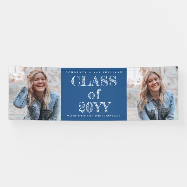 Bold Type 2 Photo Graduation Banner (Horizontal)