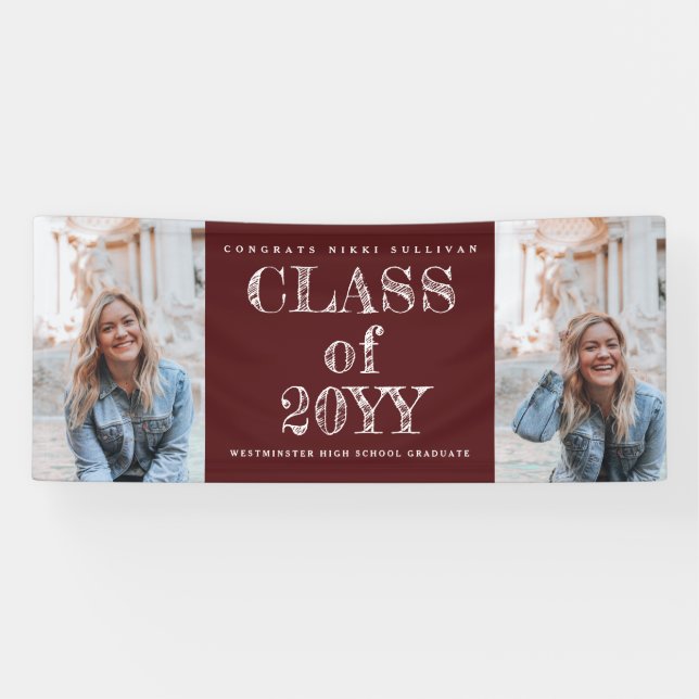 Bold Type 2 Photo Graduation Banner (Horizontal)