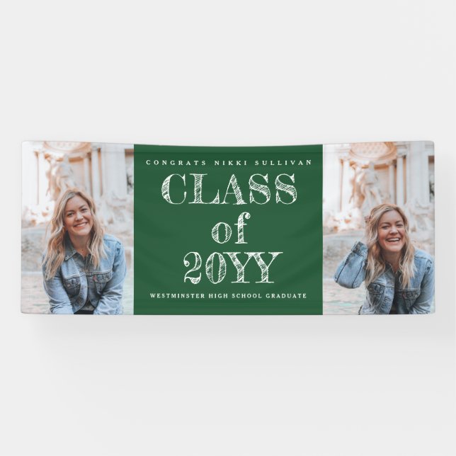 Bold Type 2 Photo Graduation Banner (Horizontal)