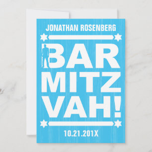 Bold Type Bar Mitzvah Invitation in Light Blue