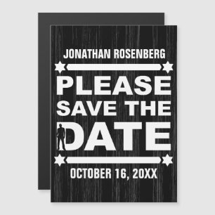 Bold Type Bar Mitzvah Save the Date Black Magnetic Invitation