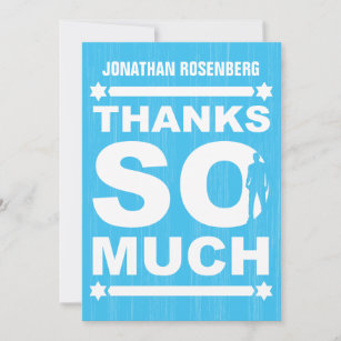 Bold Type Bar Mitzvah Thank You Card in Light Blue