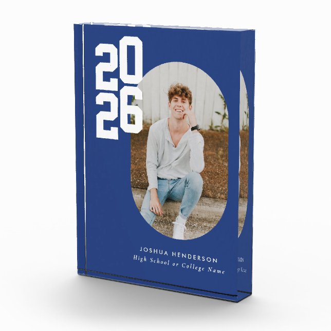Bold Type Blue Graduation Photo Block (Right)
