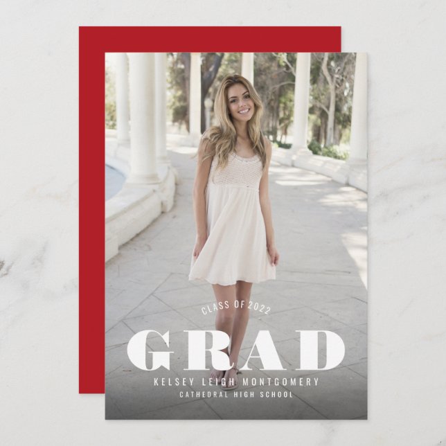 Bold Type Graduation Photo Announcement and Party (Front/Back)