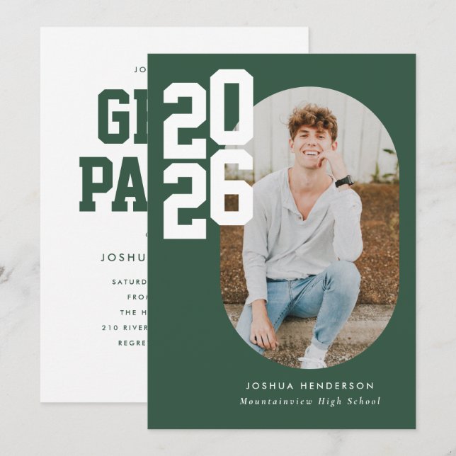Bold Type Graduation Photo Announcement Invitation (Front/Back)