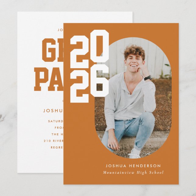 Bold Type Graduation Photo Announcement Invitation (Front/Back)