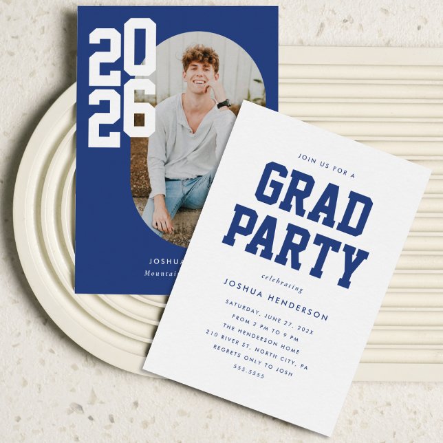 Bold Type Graduation Photo Announcement Invitation (Creator Uploaded)