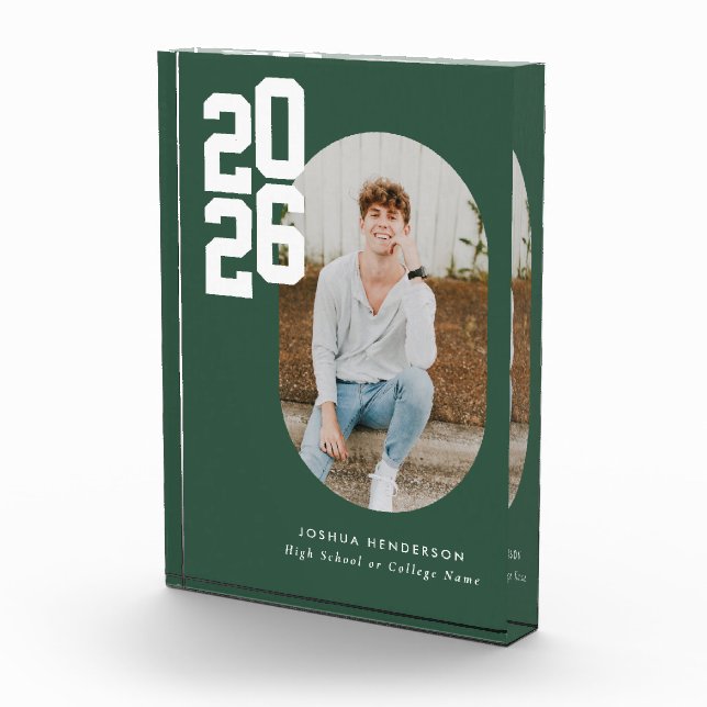 Bold Type Green Graduation Photo Block (Right)