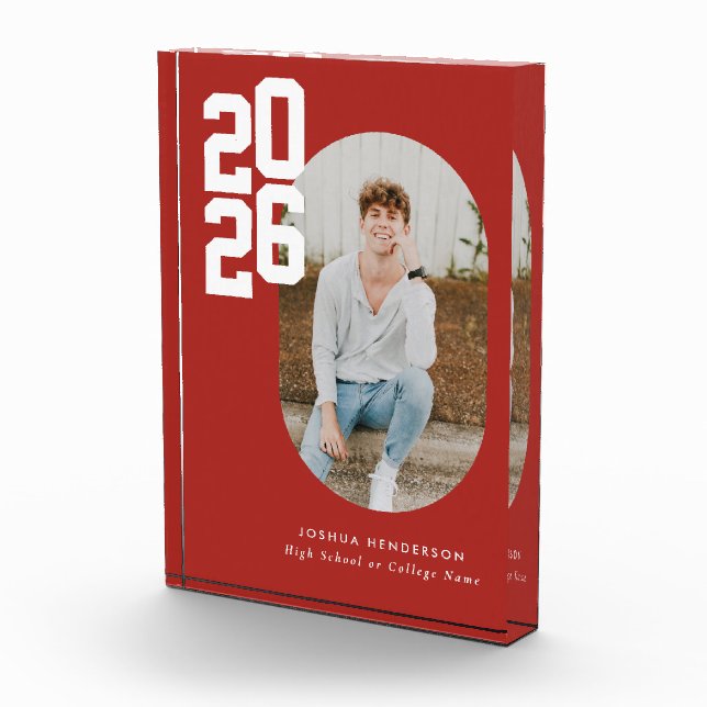Bold Type Red Graduation Photo Block (Right)