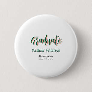 Bold type simple black classy modern graduation  6 cm round badge