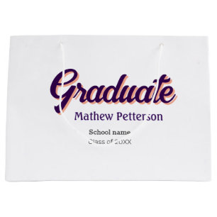 Bold type simple black classy modern graduation large gift bag