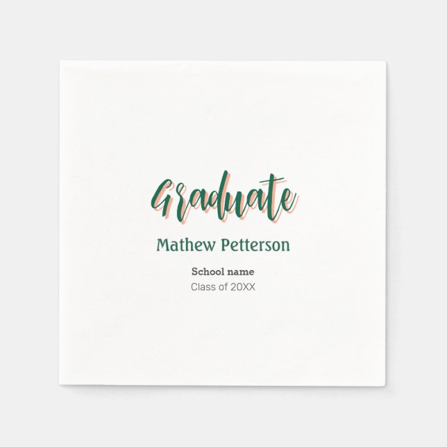 Bold type simple black classy modern graduation  napkin (Front)