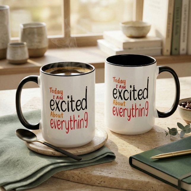 Bold Typographic Motivational Daily Affirmation En Mug (Bold Typographic Motivational Daily Affirmation Enthusiastic Morning Mugs
)