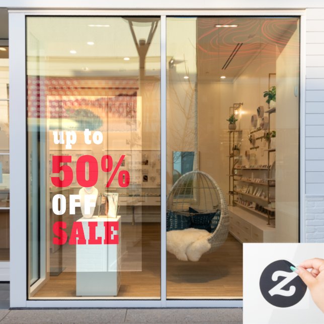 Bold Typography 50% Off Sale Red White (Store Window)