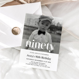 Bold Typography 90th Birthday Invitation For Men