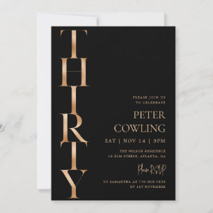 Bold Typography Black 30th Birthday Invitation