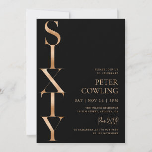 Bold Typography Black 60th Birthday Invitation