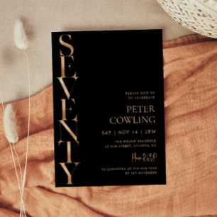 Bold Typography Black 70th Birthday Invitation