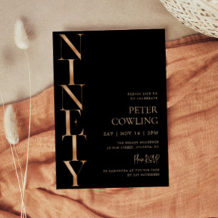 Bold Typography Black 90th Birthday Invitation