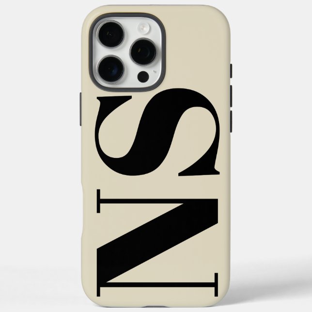 Bold Typography Black and Beige Initials Monogram Case-Mate iPhone Case (Back)