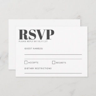 Bold Typography Black and White Modern Wedding RSVP Card
